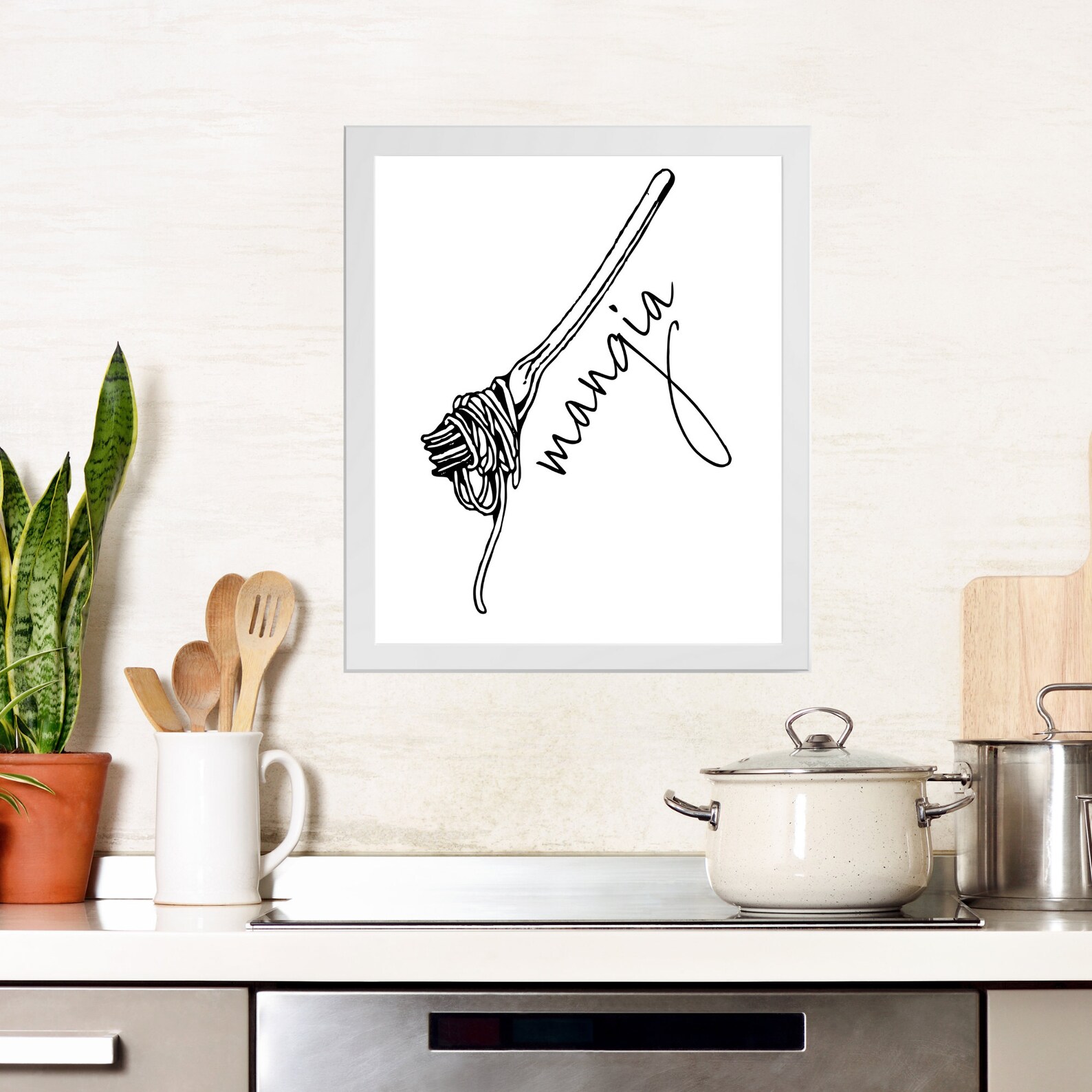 Mangia and Pasta Fork PRINTABLE Italian Pasta Mangia Wall - Etsy