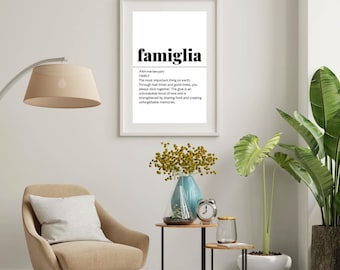 Famiglia Definition Print, Italian Family Wall Art (Digital Download)
