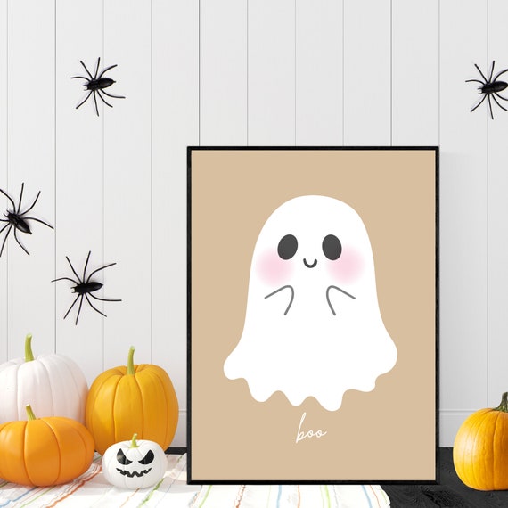 Cute Ghost Print, Neutral Halloween Decor (Digital Download)