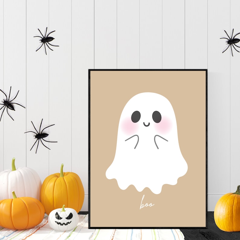 Söt spöktryck, neutral Halloweendekoration (digital nedladdning) bild 1