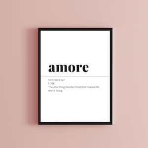 amore definition, italian words, PRINTABLE, italian definitions, italian wall art