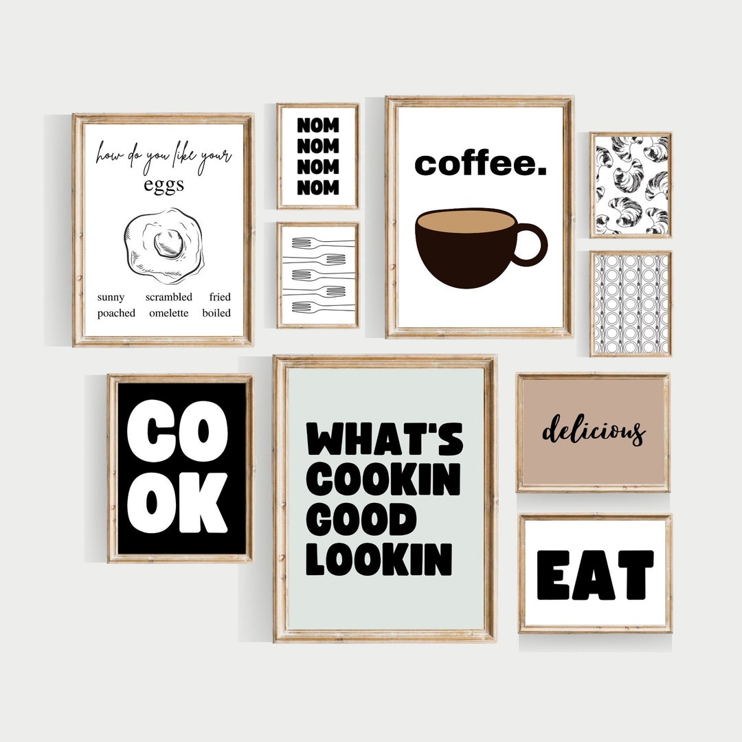 stylish kitchen prints | digital download | download... Kitchen Print Set of 14, Neutral Kitchen Prints, Kitchen Wall Art ...