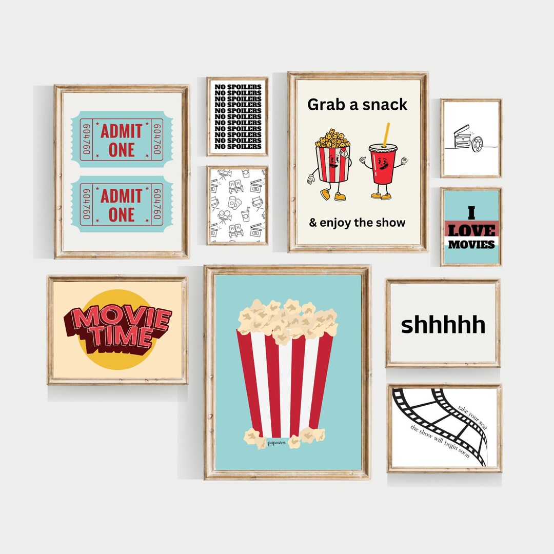 Movie Printable Wall Art Set of 10, PRINTABLES, Movie Room Wall Art ...