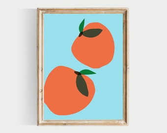 ORANGES print, orange fruit wall art, PRINTABLE, fruit print, kitchen prints, colorful kitchen decor, colorful wall art