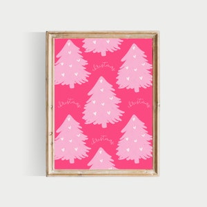 pink christmas set, PRINTABLE, pink christmas wall art, cute christmas prints, christmas printables image 7