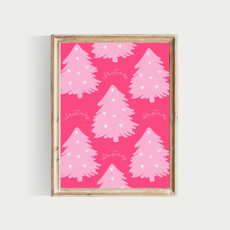 pink christmas set, PRINTABLE, pink christmas wall art, cute christmas prints, christmas printables image 7