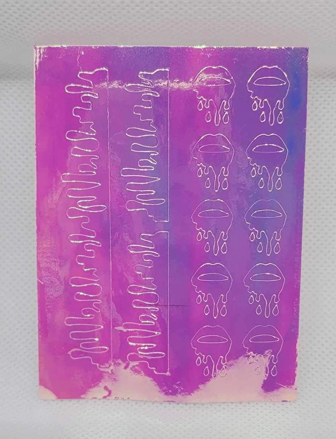 Lips and Drips Nail Art Stickers. Holographic Purple and Etsy