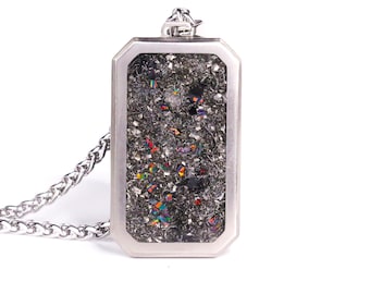 Meteorite Dust & Black Fire Opal Titanium Pendant