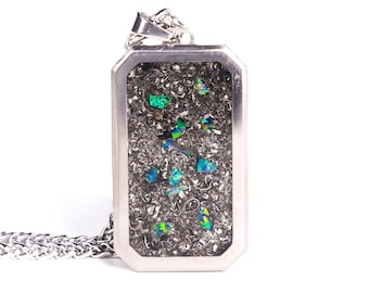 Meteorite Dust & Blue Raspberry Opal Pendant