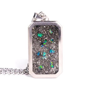 Meteorite Dust and Blue Raspberry Opal Pendant, 41.8mm Cosmic Necklace