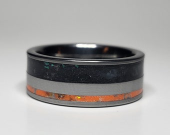 Tungsten Double Channel Opal Ring UV Glow Powder