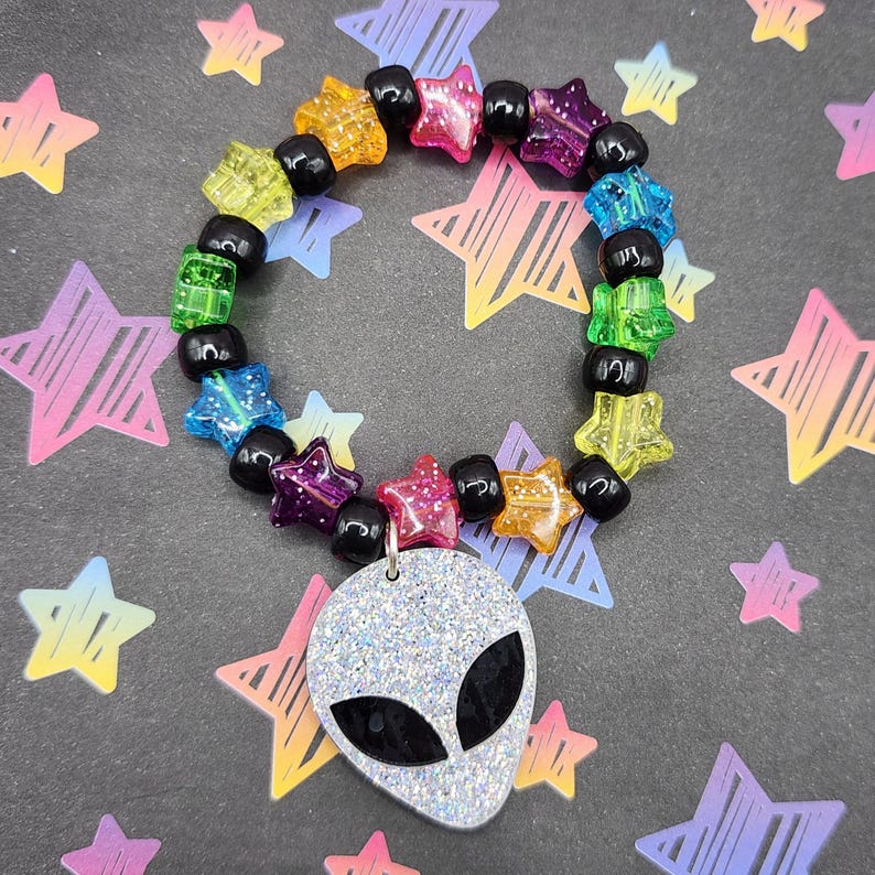 Retro-themed Colorful Kandi Charm Bracelets - Etsy