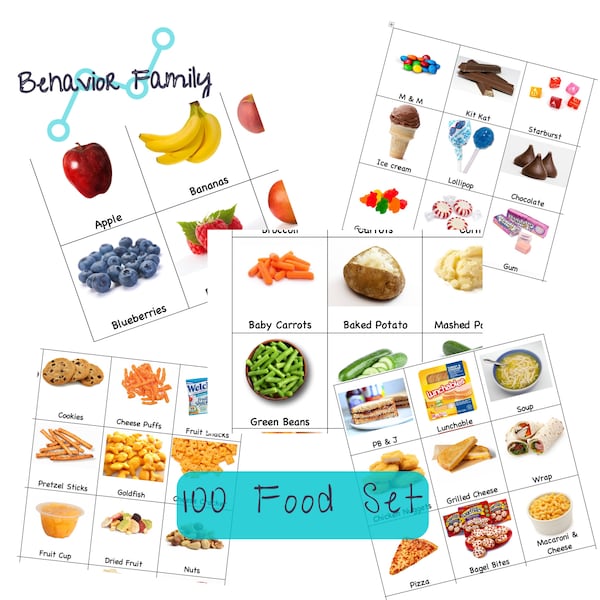 Juego de 120 tarjetas de comunicación con imágenes de alimentos