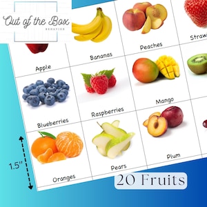 Communicatiekaarten met fruitfoto's