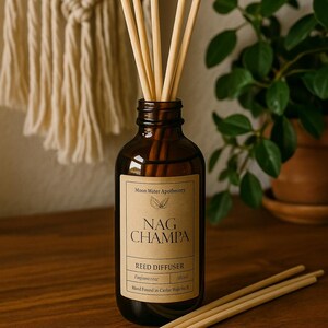 REED DIFFUSER {Nag Champa} – Meditative Incense Aroma | Long-Lasting Scent | Boho Home Decor | Hippie Witchy Christmas Gift Idea Him Her