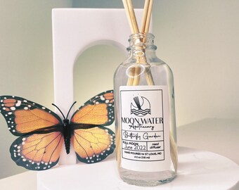 BUTTERFLY GARDEN - Moon Water Reed Diffuser |WILDFLOWERS | Essential Oils | lameless Home Fragrance Housewarming Gift Perfume Oil Minimalist