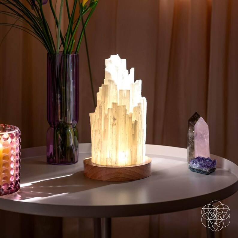 Selenite Crystal Lamp – 3lb Natural Energy Clearing Light | Remote Control Healing Glow | Luxury Spiritual Decor from Morocco Bild 8