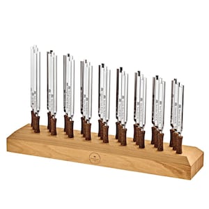 27-Piece Planetary Tuning Fork Set w/ Wood Stand – Cosmic Sound Healing Tools | Schumann, Om, Chakra & Astrology Frequency Kit