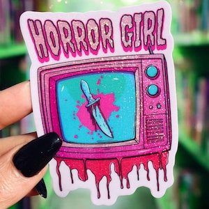 Horror Girl Halloween Sticker: Spooky Gothic Vinyl Decal