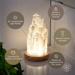 Selenite Crystal Lamp – 3lb Natural Energy Clearing Light | Remote Control Healing Glow | Luxury Spiritual Decor from Morocco Bild 5