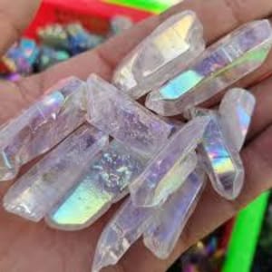 Angel Aura Quartz Point – Dyed Iridescent Crystal Tower, Rainbow Shine Mineral, Unique Collector Specimen & Decorative Display Piece Rare