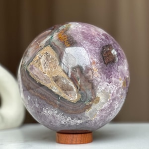 Extra Large Amethyst Geode Sphere – Polished Purple Crystal Ball with Natural Druzy Formations, Rare Collector Mineral & Statement Display