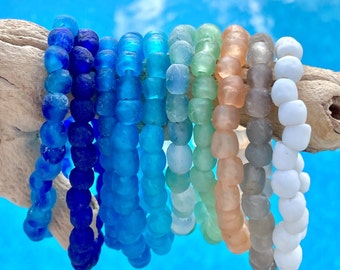Mini Sea Glass Beaded Bracelets ~ Sea Glass Jewelry ~ Layering Bracelets ~ Friendship Bracelets ~ Beach Lover ~ Recycled Glass ~ Summer
