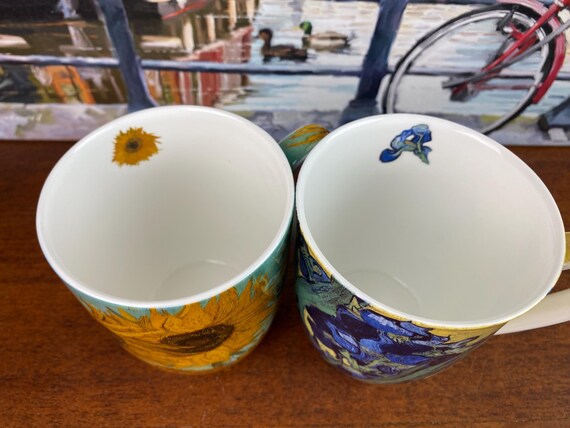 Service à Café/thé En Porcelaine - Motif Tournesols De Van Gogh - Occasion, état Comme Neuf