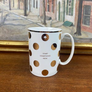 Kate Spade Lenox Mug: Ivory with Gold Polka Dots