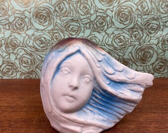 Nikos Dazelidis Art Pottery Vase: Mid-Century Modernist Clay Face Sculpture