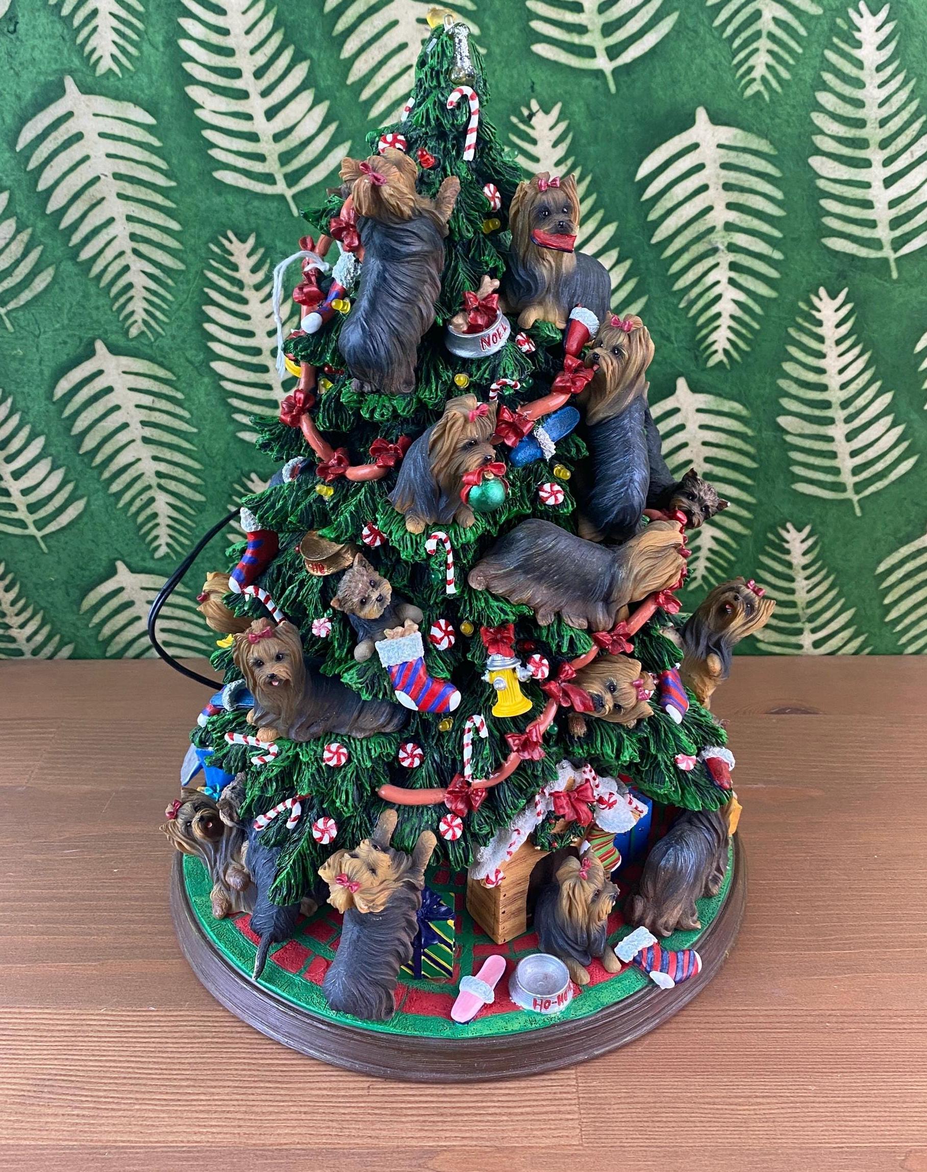 Vintage Ceramic Dog Christmas Tree: Lighted Yorkshire Terrier
