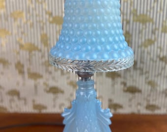 Art Deco Frosted Blue Boudoir Lamp