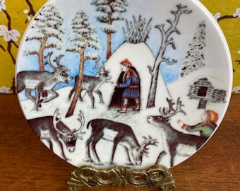 Vintage Arabia Finland Poromies Talvella Wall A.Alariesto Plate, Gallery Wall Art