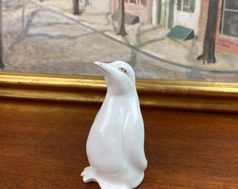 Figura de pingüino blanco vintage de Coalport, regalo de pingüino