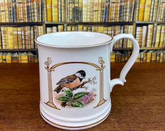 Taza vintage Boehm con pájaros y flores de los 13 estados originales - Massachusetts, taza con pájaros