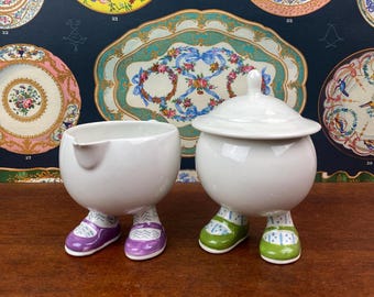 Jarra para crema y azucarero antiguos de Carlton Ware Walking Ware