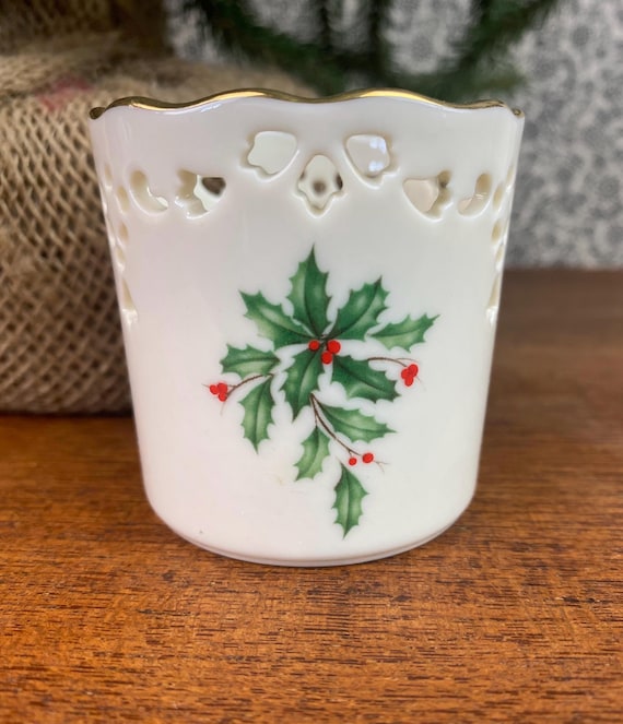 Lenox Holiday Pierced Votive Candle Holder, Lenox Christmas China