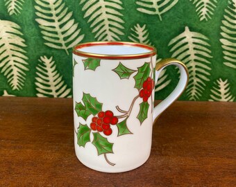 Taza navideña de acebo de Fitz and Floyd