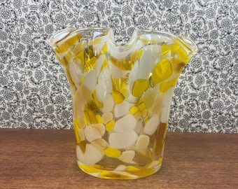 Hand Blown Art Glass Vase: Zorza Poland Confetti Candleholder