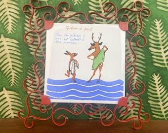 Desvres French Ceramic Tile "Gibier à poil" by cartoonist Mose