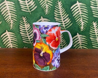Dunoon Hampton Pansy Coffee Mug  Design by Jane Brookshaw