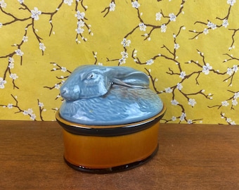Mid-Century Secla Majolica Rabbit Tureen, Portuguese Farmhouse Decor