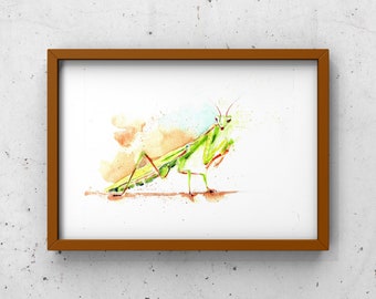 染色絵画　カマキリ 染色絵画　カマキリ