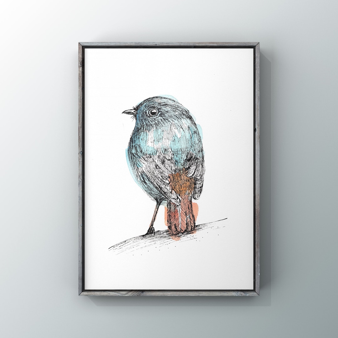 Unique Blue Bird Ink Drawing Download, Nature Art, Bluebird Abstract ...