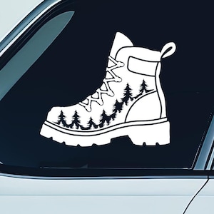 Hiking Boot Car Decal Hiking Sticker Bumper Sticker for Cars Nature Vinyl Sticker Outdoors Decal for Truck Car Window Sticker Granola Girl