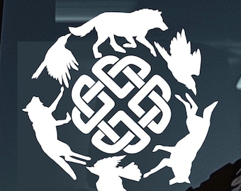 Viking Wolf and Raven Decal Celtic Knot Norse Style Car Window Sticker Scandinavian Mythology Inspired Decor Norse Wolf and Raven Decal