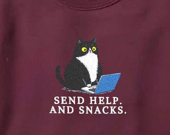 Funny Cat Embroidered Sweatshirt With Humorous Cat Phrase Cat Lover Gift Cat Mom Gift Cozy Embroidered Pullover Cute Cat Crewneck