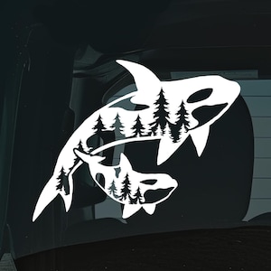 Orca Decal Orca Stickers Nature Stickers Nature Car Decal Bumper Stickers Laptop Stickers Laptop Decals Moon Sticker Whale Stickers
