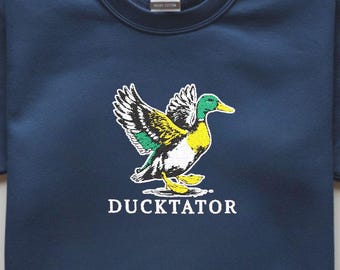Duck Embroidered Sweatshirt Cozy Duck Crewneck With Whimsical Duck Art Duck Lover Gift Perfect For Duck Fans Bird Owners And Nature Lovers