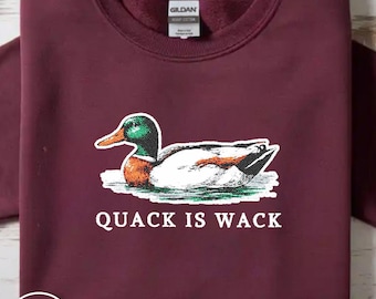 Duck Lover Embroidered Sweatshirt Featuring Adorable Duck Illustration Cozy Duck Pullover Bird Lover Gift For Duck Fan Wildlife Nature Lover